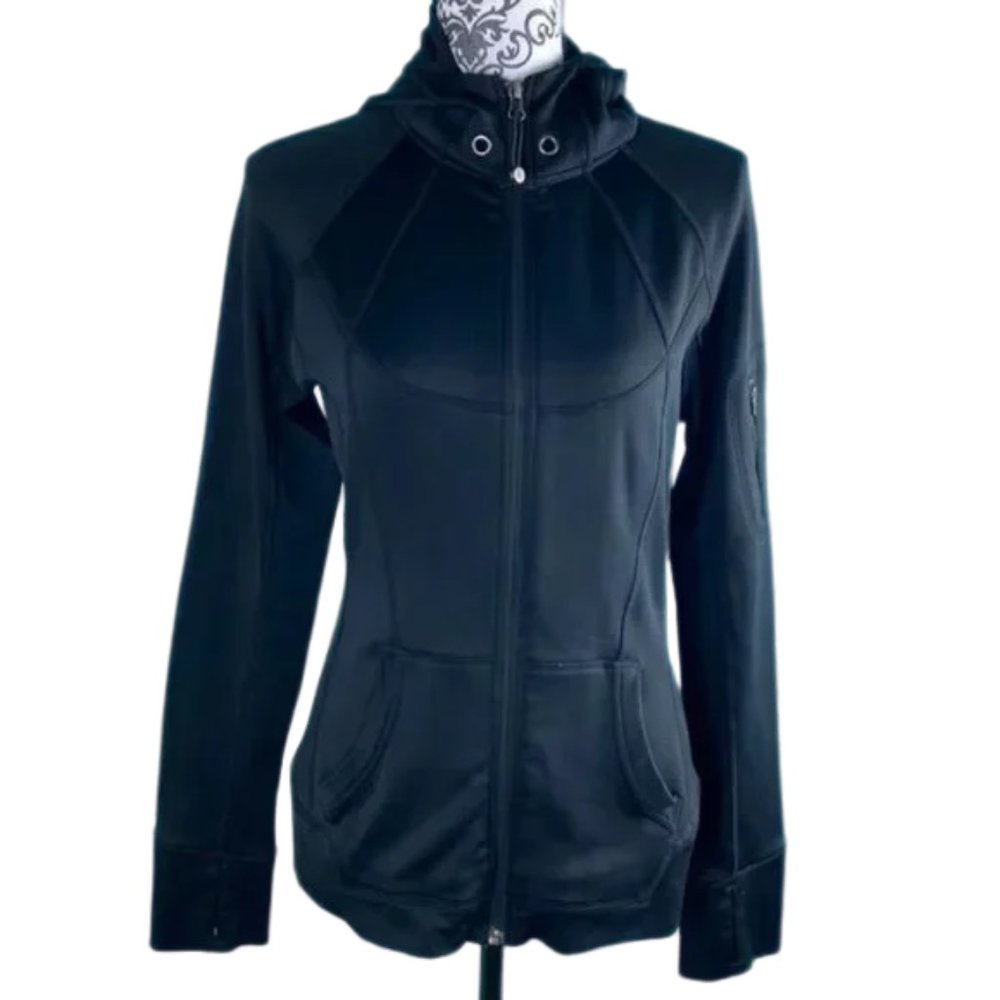 Athleta Basic Plain Black Full Zip Sweat Wick Act… - image 1